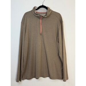 Maelreg Men's 2XL Performance Pullover Quarter Zip Brown Heathered Golf Shirt